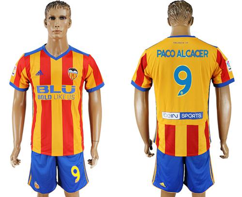 Valencia #9 Paco Alcacer Away Soccer Club Jersey